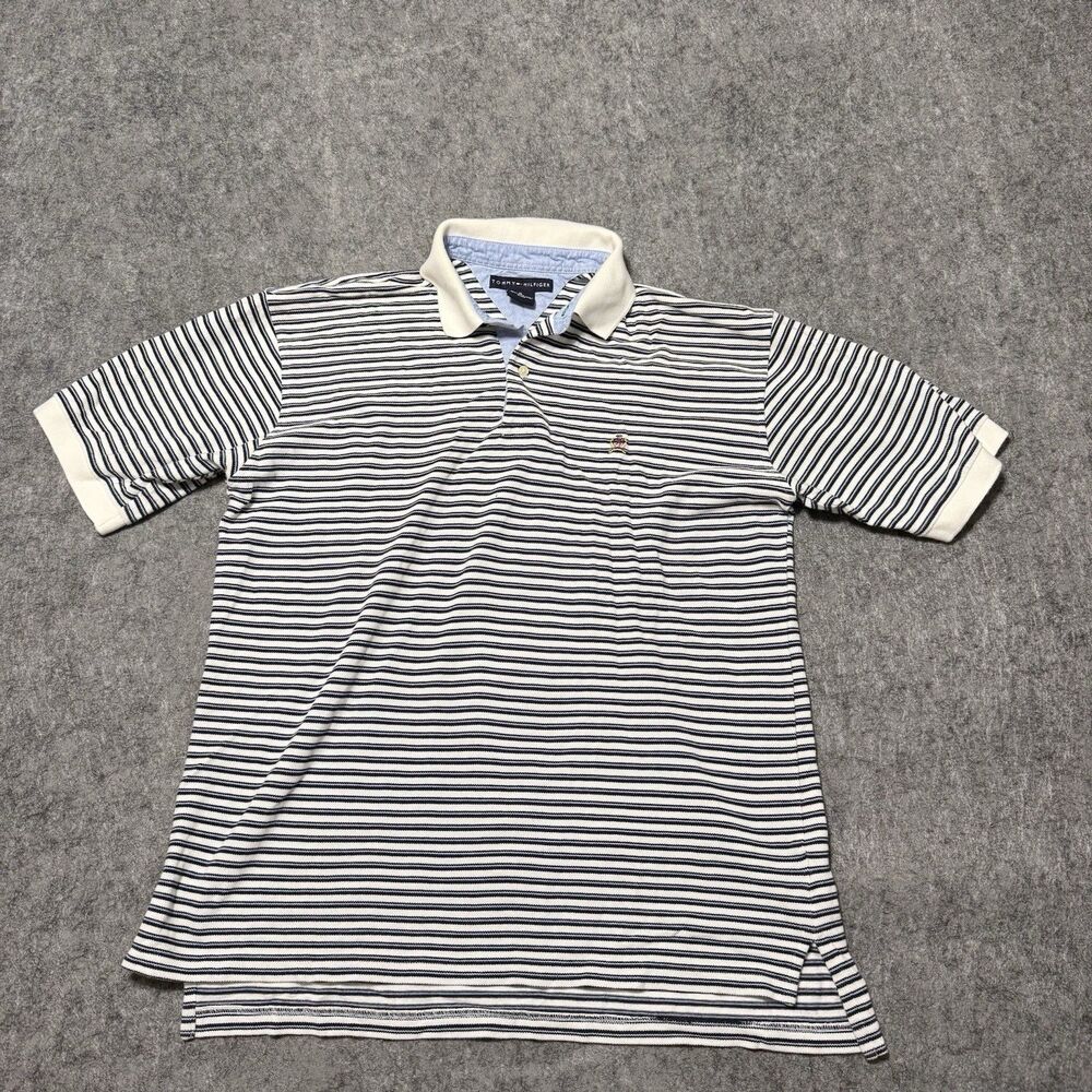 Vintage Tommy Hilfiger Polo Shirt Men XL Striped Heritage Crest Streetwear